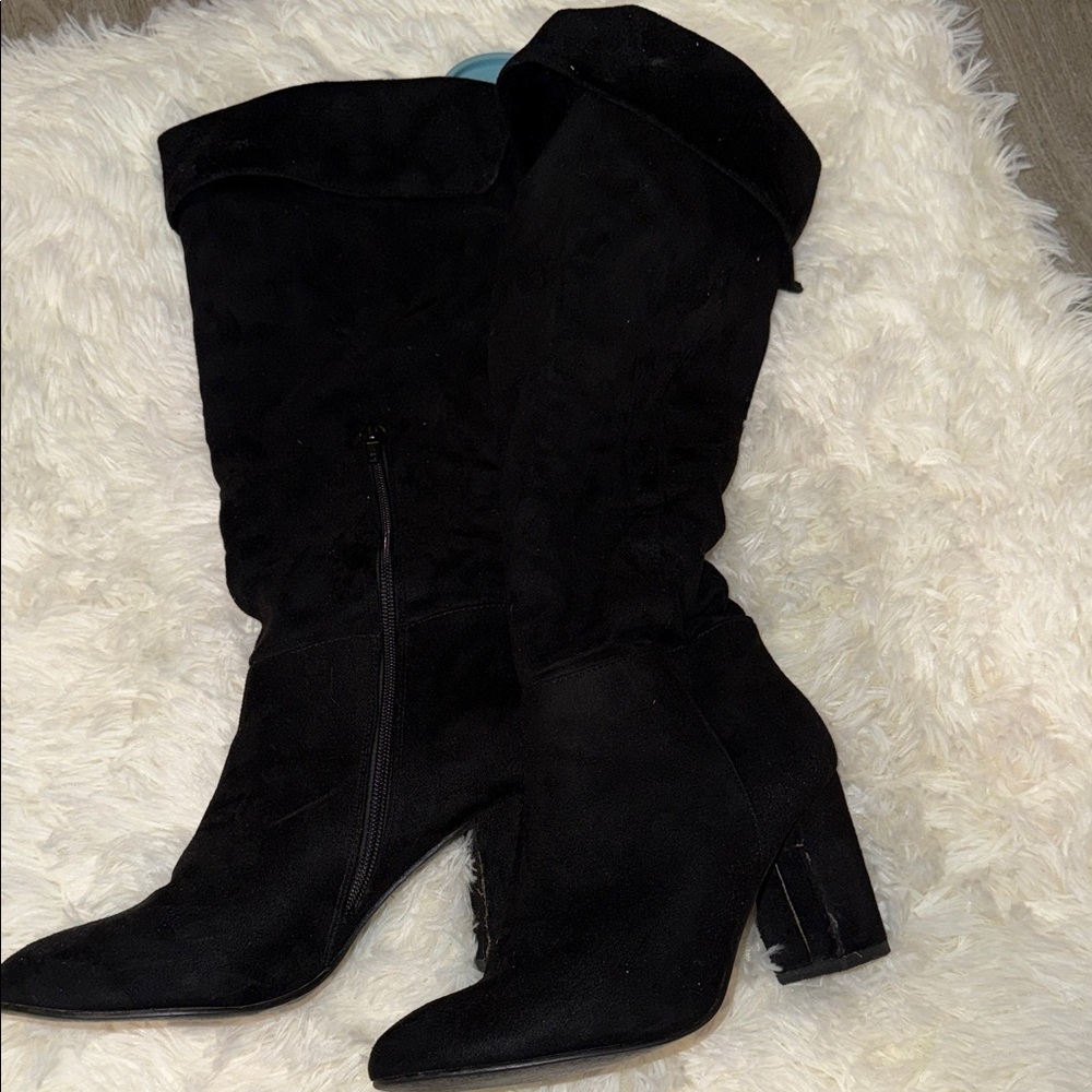 Diba Black Over-the-Knee Suede Boots - Picture 4 of 11